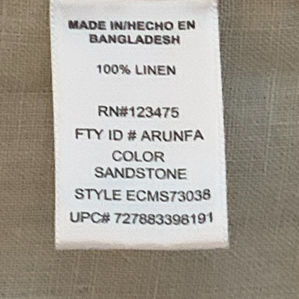 Ellen Tracy Company Linen Blouse Lace Up Neck Pockets Sz M Sandstone Beige #187k - Picture 9 of 10